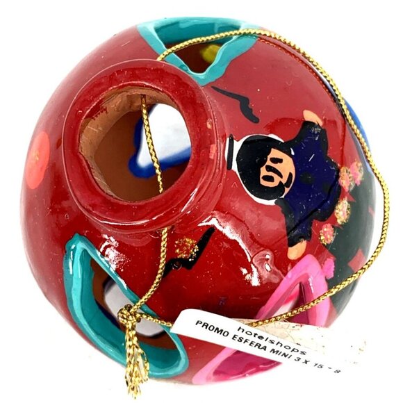 Talavera Hand Painted Christmas Ornaments Round Cut Out Luminaries Lot of 6 NOS - Picture 4 of 16